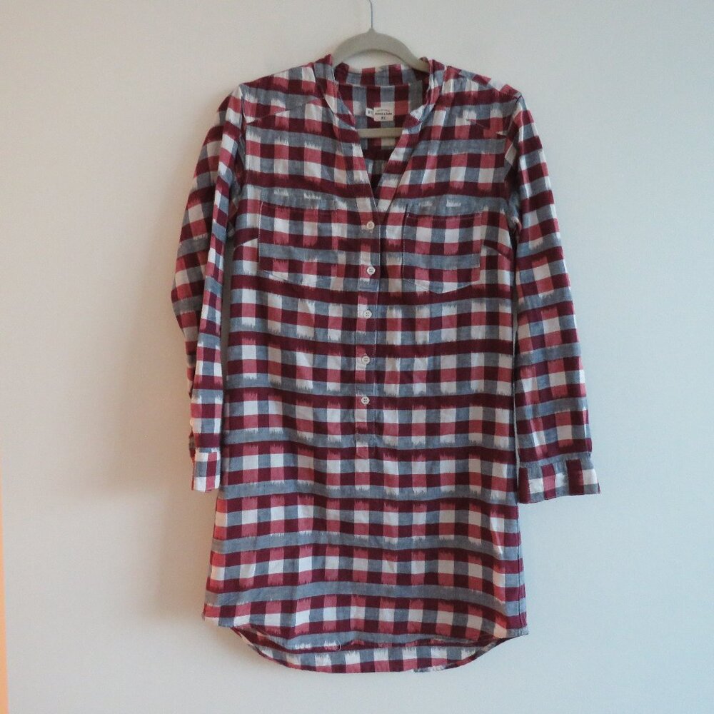BRIDGE & BURN Dahlia Painted Plaid Red Dress Linen Cotton Prairie - Size XS - Picture 3 of 15